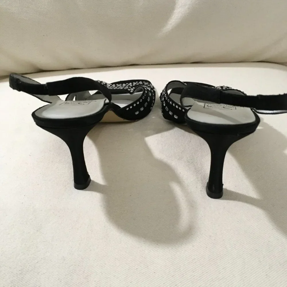 Special Occasion Sling Back Heels With Rhinestones